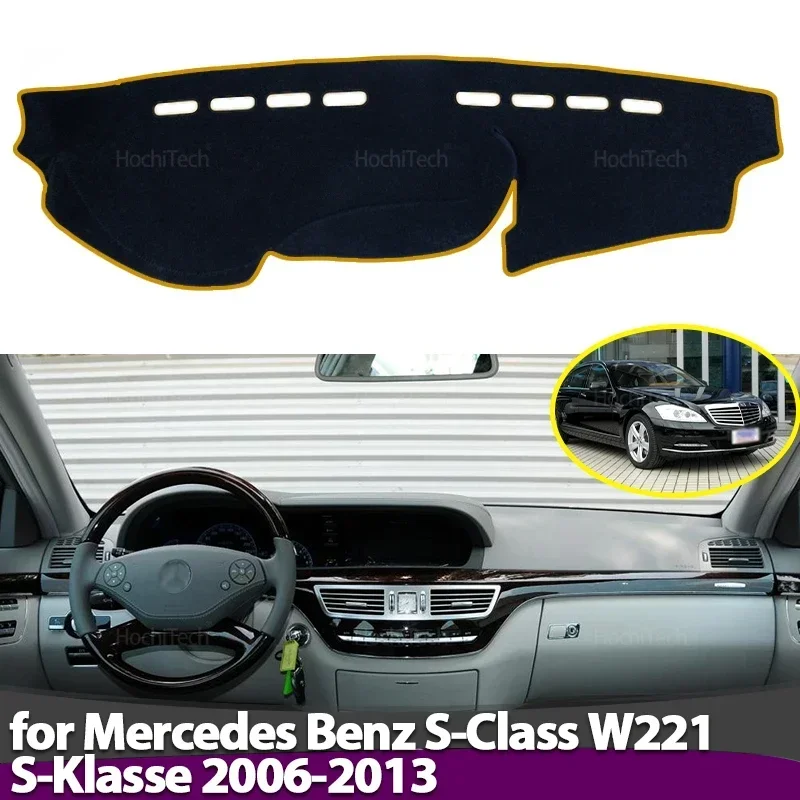 Anti-Rutsch-Armaturenbrett-Abdeckung, Schutzpolster, Sonnenschutz, Teppich für Mercedes Benz S-Klasse W221 S-Klasse S300 S320 S400 S500 S600 06–13