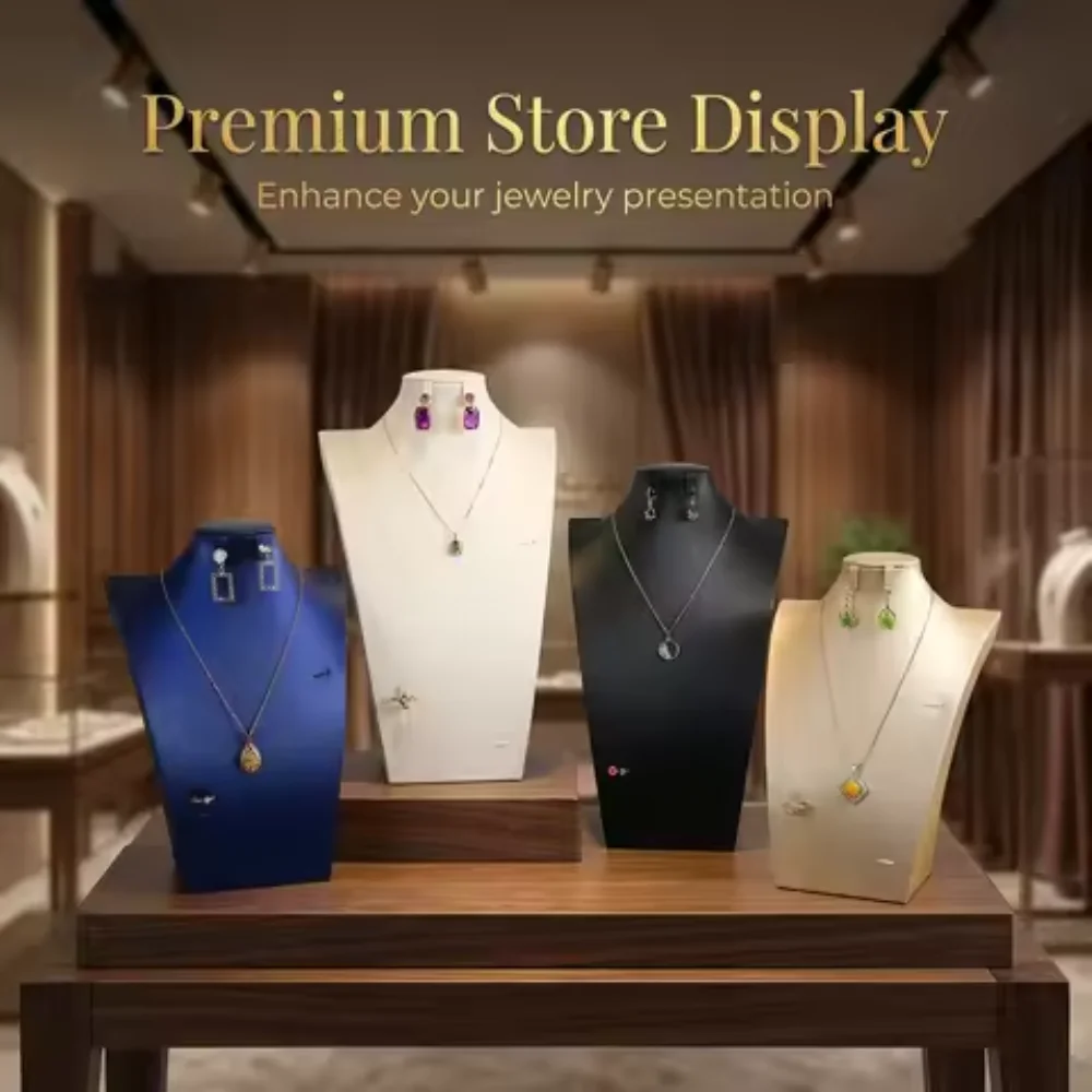 

PU Leather Half body Model Necklace Stand * 32cm High end Necklace Display Bust - PU Leather Jewelry Bust Stand, Used for Photography, Boutique Display, and Home Storage (Excluding Jewelry)
