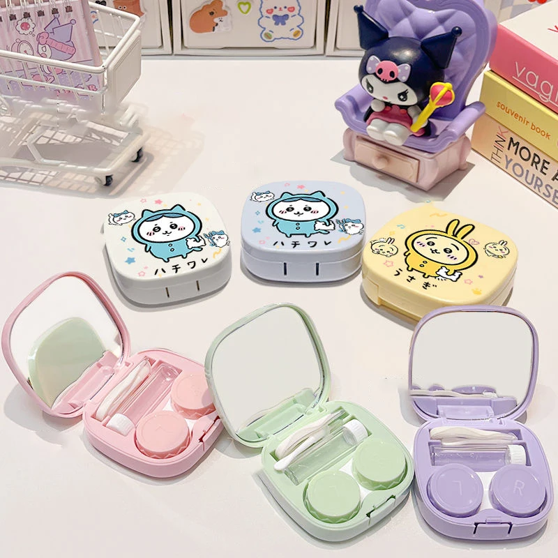 Kawaii Chiikawa Anime Contact Lens Case Cute Hachiware Usagi Cartoon Ins Good-Looking Portable and Compact Storage Box Girl Gift