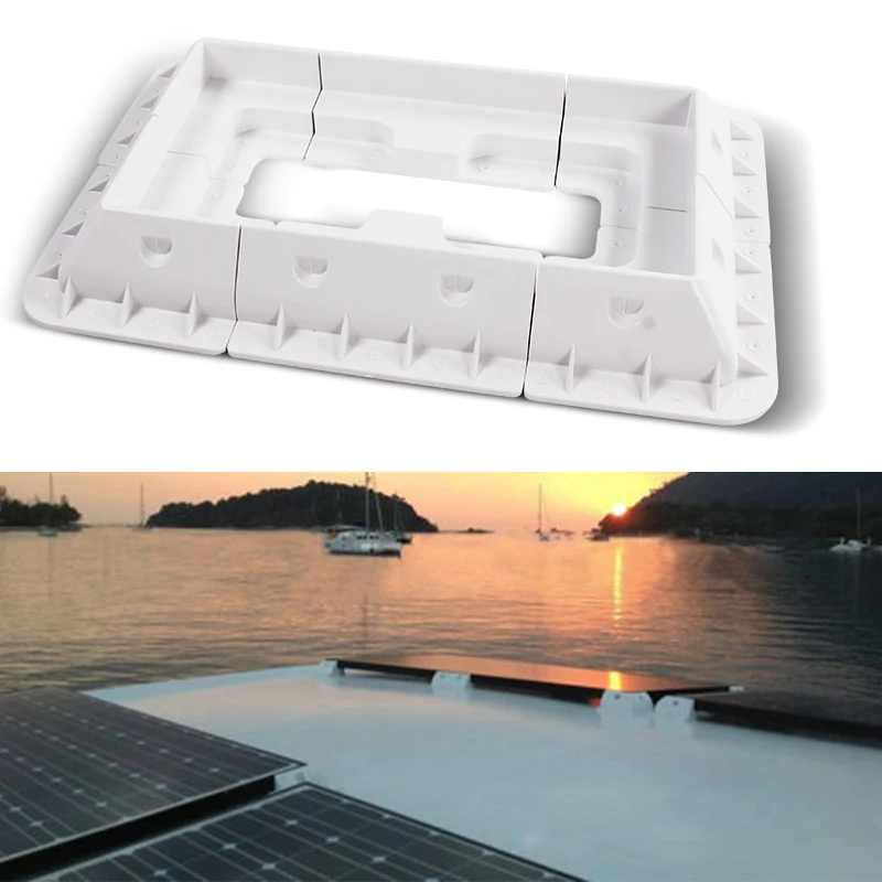 دعامة تثبيت مكونة من 6 قطع RV دعامة سقف مسطحة بحرية ABS للحماية من الأشعة فوق البنفسجية دعامة تثبيت الألواح الشمسية