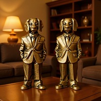 Brass Suit Dog Figure  Home Decor Antique Desktop Decoration, Zodiac Dog Prosperous Wealth Collection Crafts, Small Bronze Ware