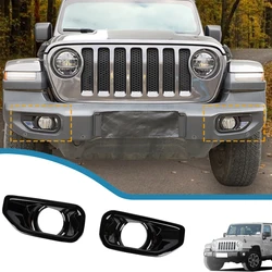 Glossy Balck Car Front Fog Light Lamp Decoration Cover Stickers for Jeep Wrangler JL Gladiator JT 2018-2023 Exterior Accessories
