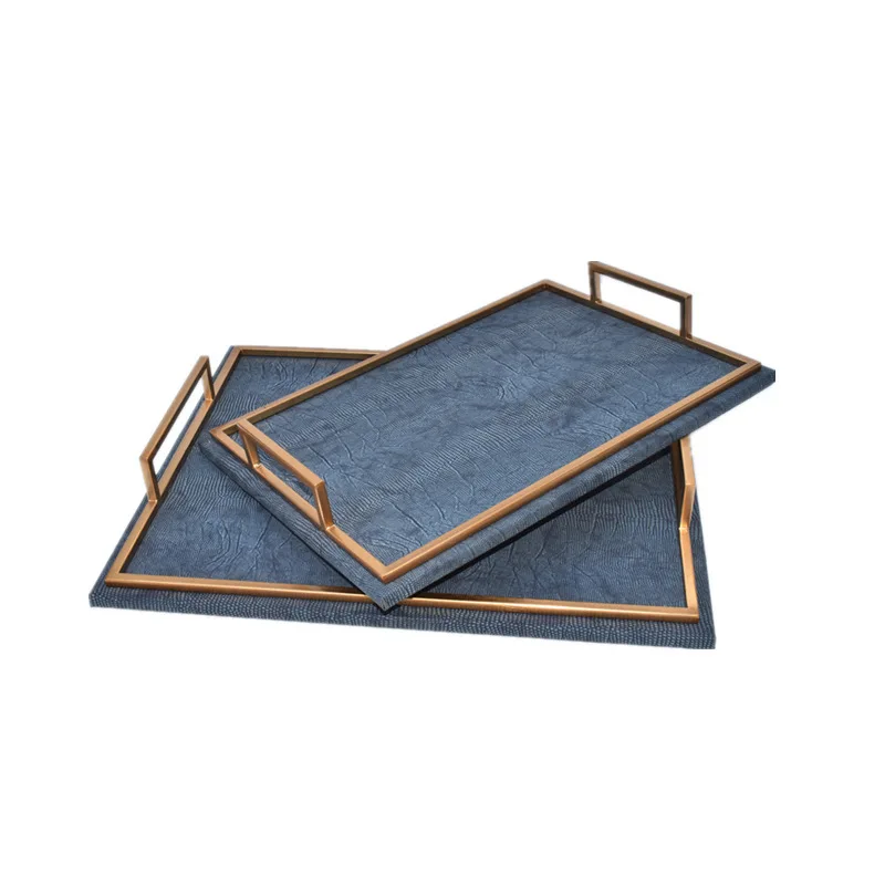 Salver Storage Serving Trays Platters for Dinning Modern Home Decor Leather Decorative Tray Vintage Stingray Crocodile