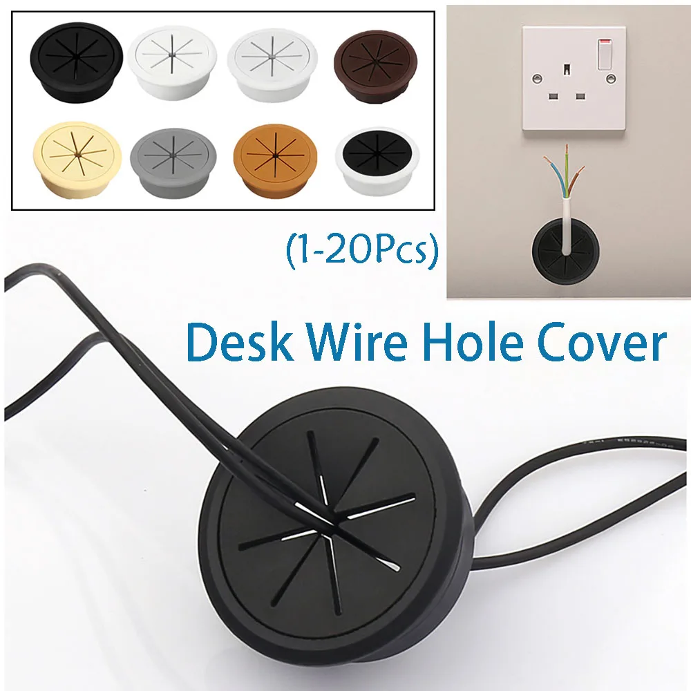 50/53/60/80mm Desk Wire Hole Cover ABS Plastic Round Cable Box Computer Hole Table Line Hole Cover Decorative Multi-colour