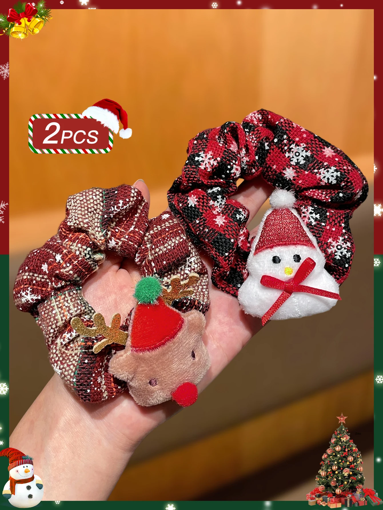 2 Stück Damen süße Weihnachten Haarschmuck Haarbänder Party Feier Rollenspiel Damen Haarschmuck Weihnachtsgeschenke