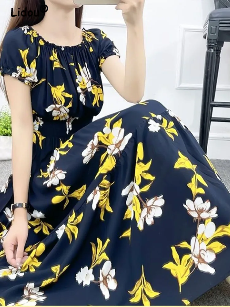Women\'s Floral Print Ankle Skirts, Elegant Fashion, Office Lady, Chic, Vintage, Sundress, Summer, New, 2024