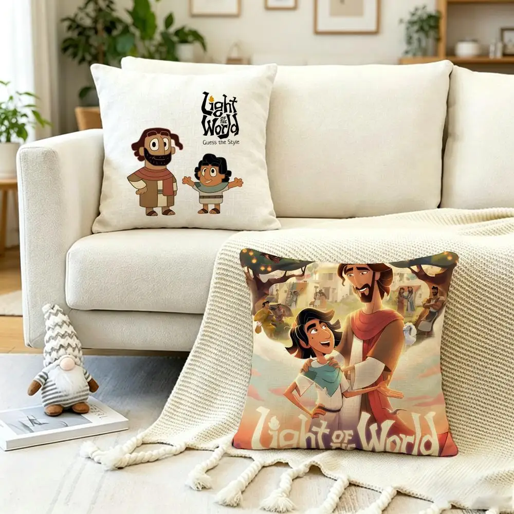 Anime L-Light of the W-World Cushion Cover Anti-dustmite Pillowcase Invisible zipper silky short plush Sofa cushion cover