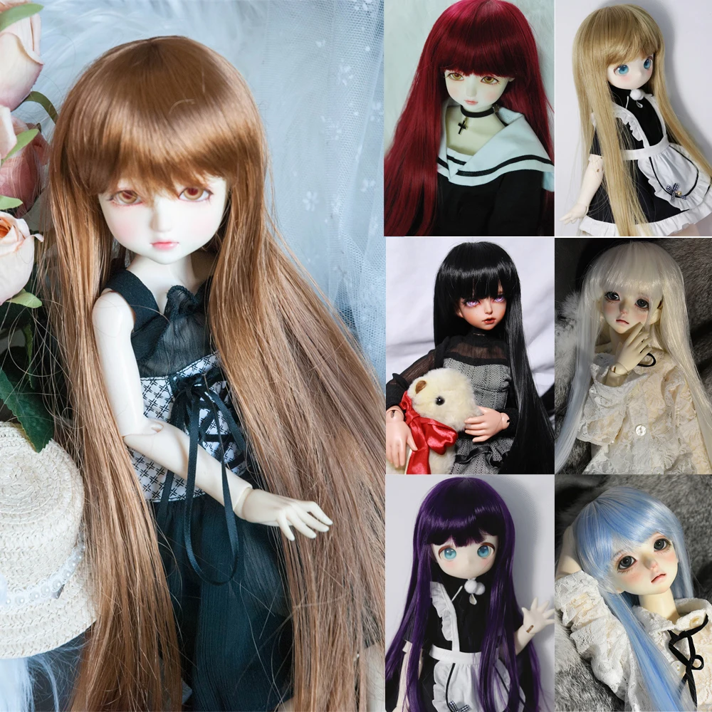 

D04-P124 children handmade toy 1/3 1/4 1/6 SSDF doll BJD/SD doll's wig black antique style long hair 1pcs