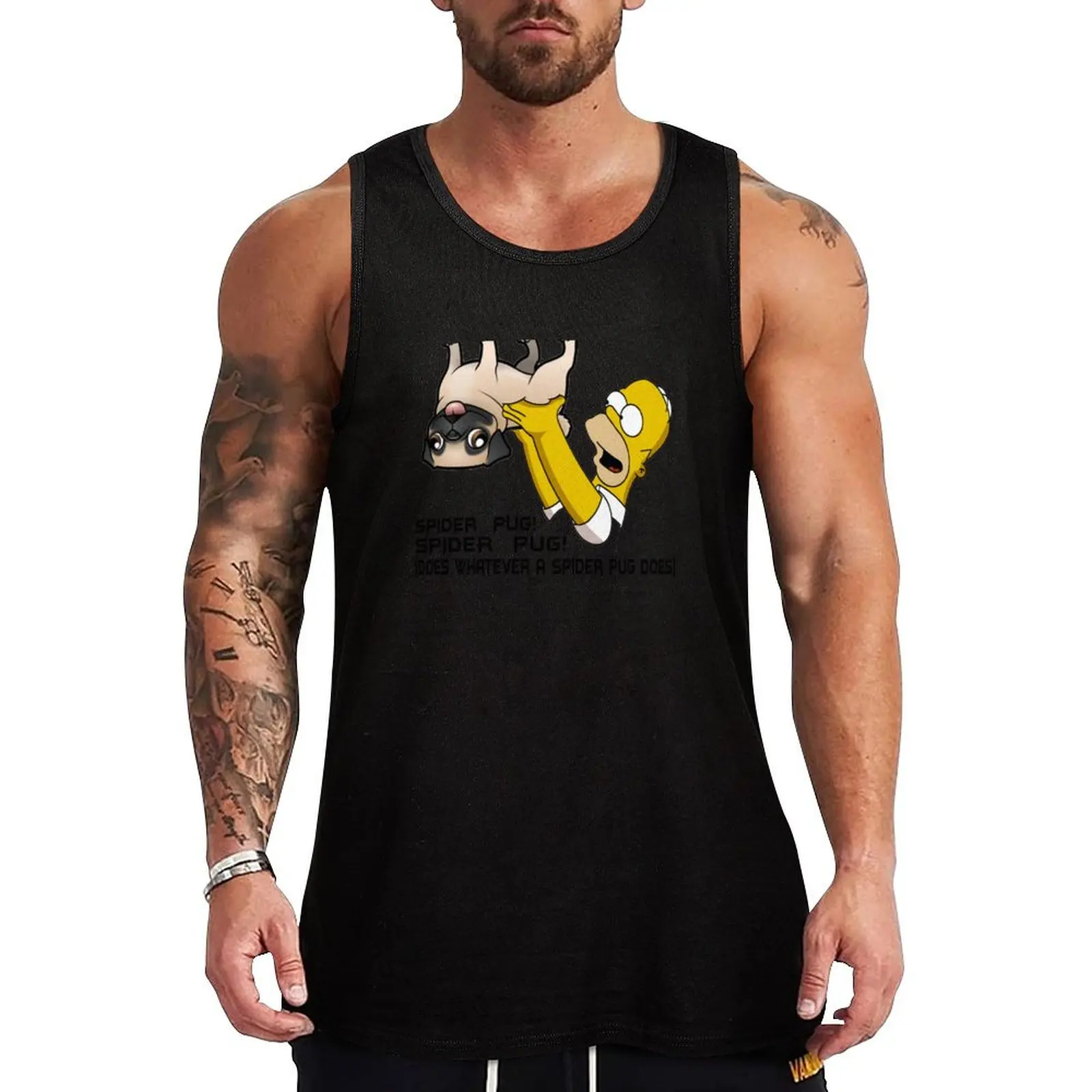 

Spider Pug Tank Top Men's summer t-shirt tops Men's vest man vest