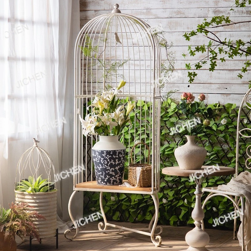 

Garden decorative birdcage seat, pastoral balcony chair, creative homestay white old hanging basket chair