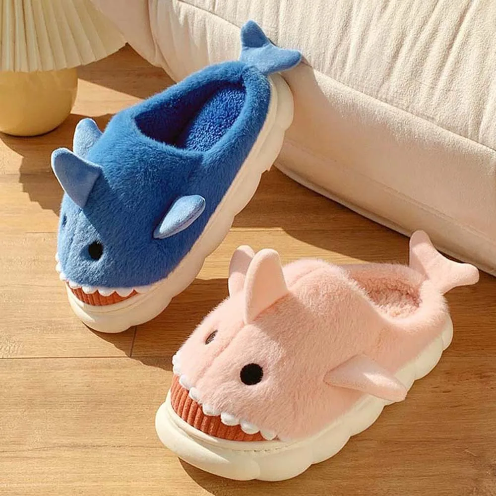 Cloudy Sharks Slipper Shark Plush Slippers Plush Slides Loafers Animals Winter Fluffy Slippers Soft Winter Shoes