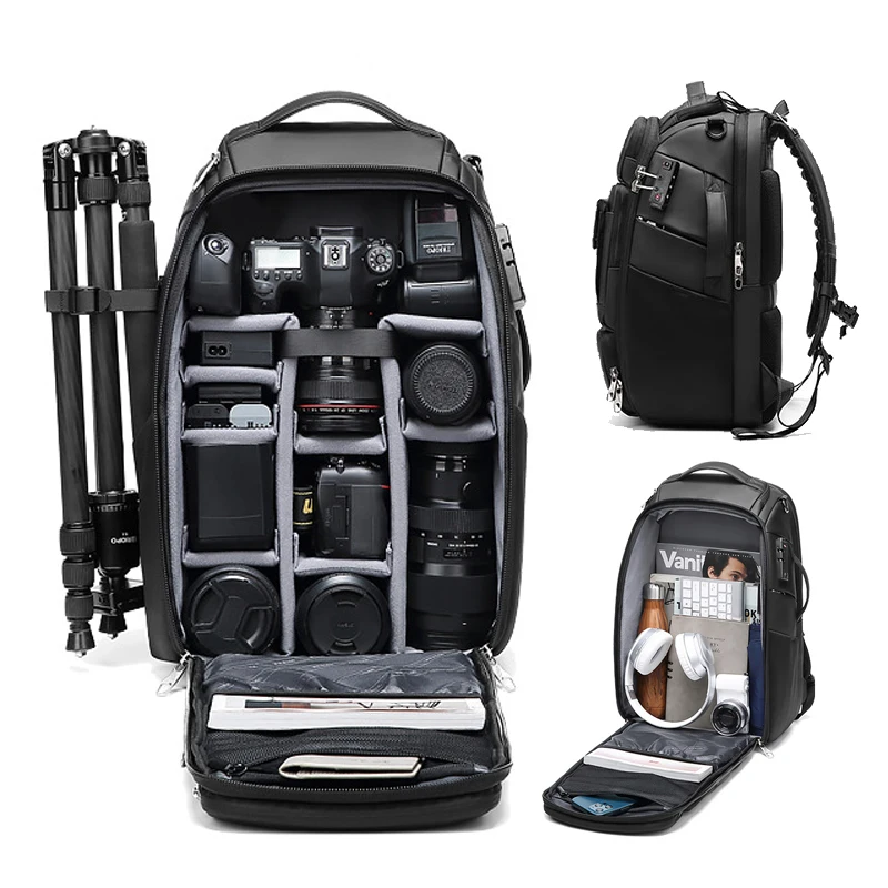 Professional Travel DSLR Camera Backpack With Tripod Bracket Detachable Anti-theft Travel Laptop Backpack for Sony Canon Nikon