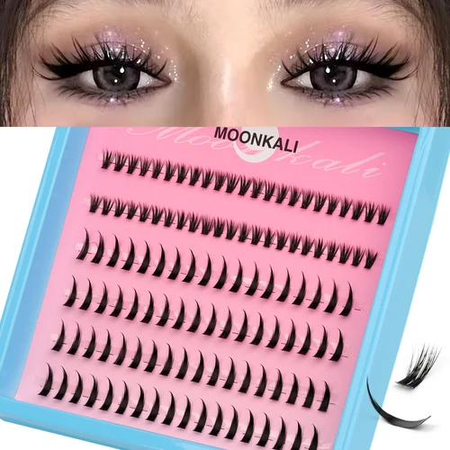 Extensión de pestañas MOONKALI, grupos de pestañas tenues, 10-16mm, 4 estilos, grupos de pestañas, pestañas de volumen, extensión de pestañas DIY