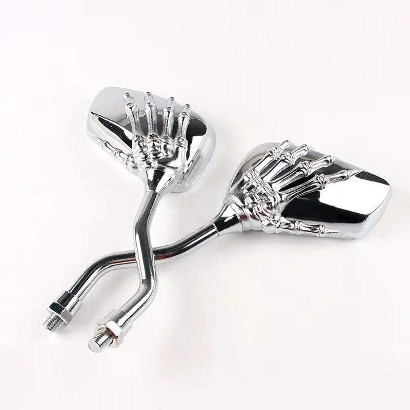 for Motorbike E-Bikes ATV with 10 Universal Motorcycle Scooter Chrome High Definition Skeleton Hands Claw Side Rear View Mirrors image 4
