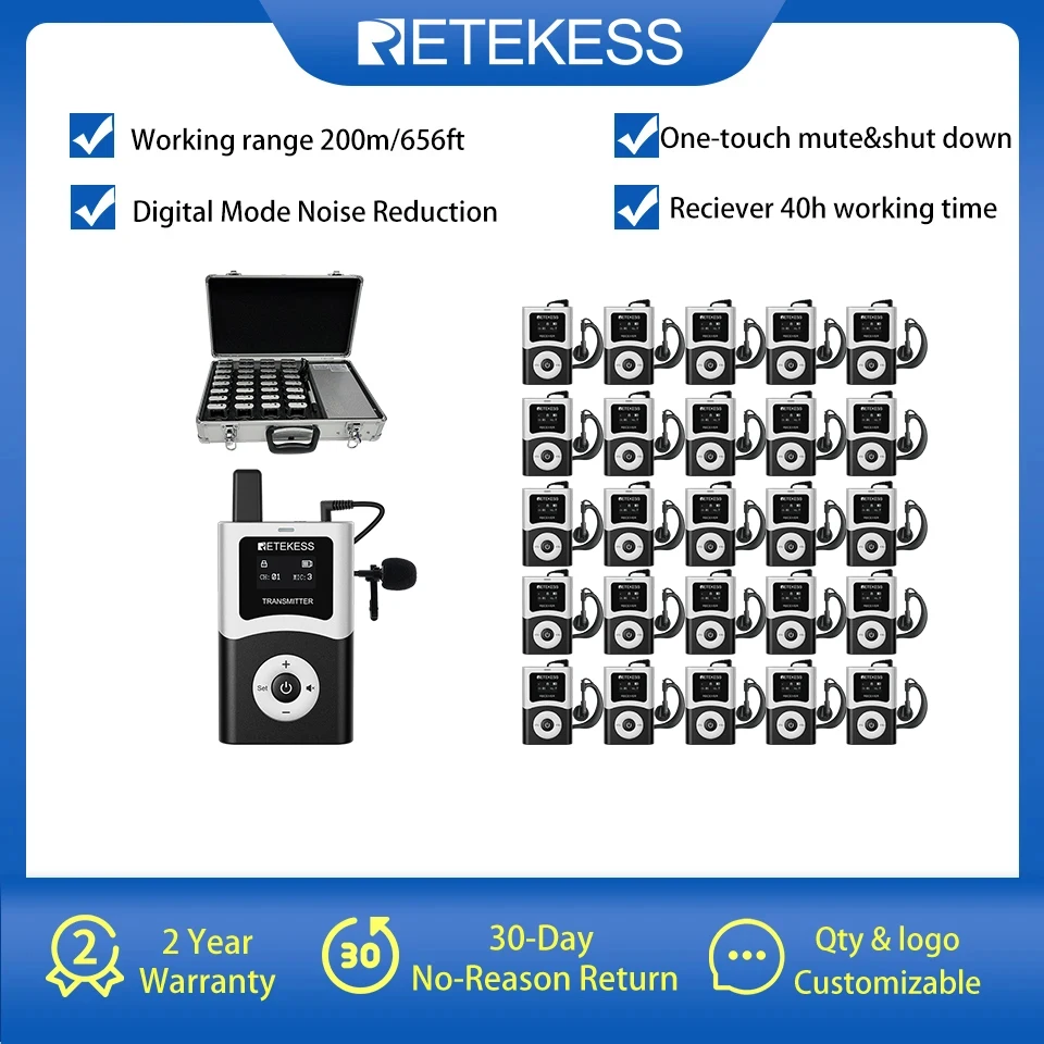 Беспроводная аудиосистема Retekess T130U Беспроводная система экскурсовода Беспроводная передача аудиопровода для конференции, музей