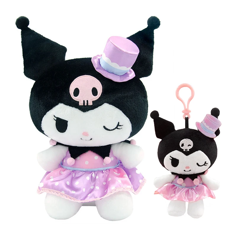 

НОВАЯ плюшевая кукла Sanrio Kawaii Kuromi со шляпой, аниме, плюшевая модная кукла-бутик, мягкая подушка, милые девушки, подарки на день рождения, игрушки