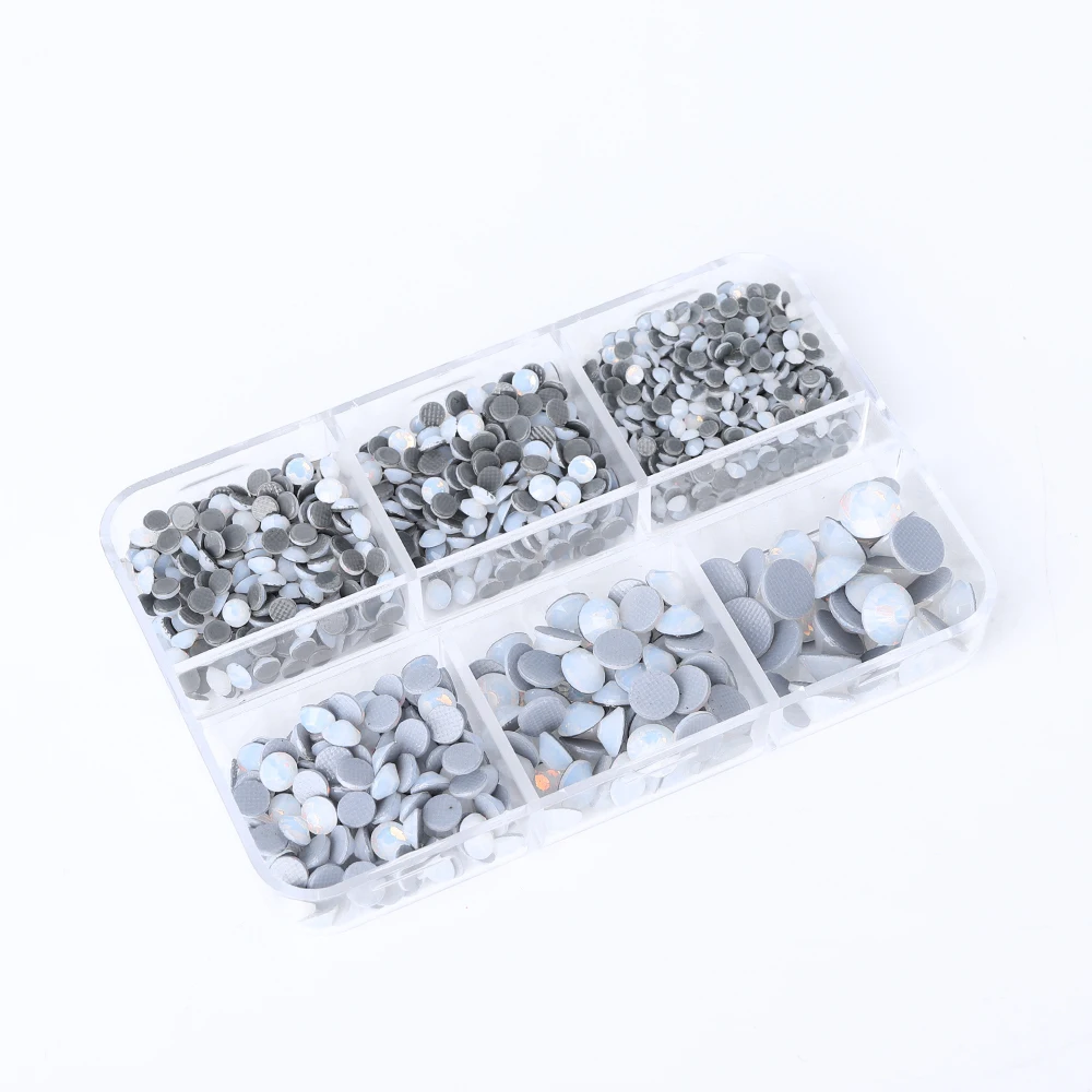 QIIY SS6-SS30 Mix Size Dazzling Glass Rhinestones 6 Boxed Hotfix Flatback Round Strass For Nail Art Garment Clothes Decorations