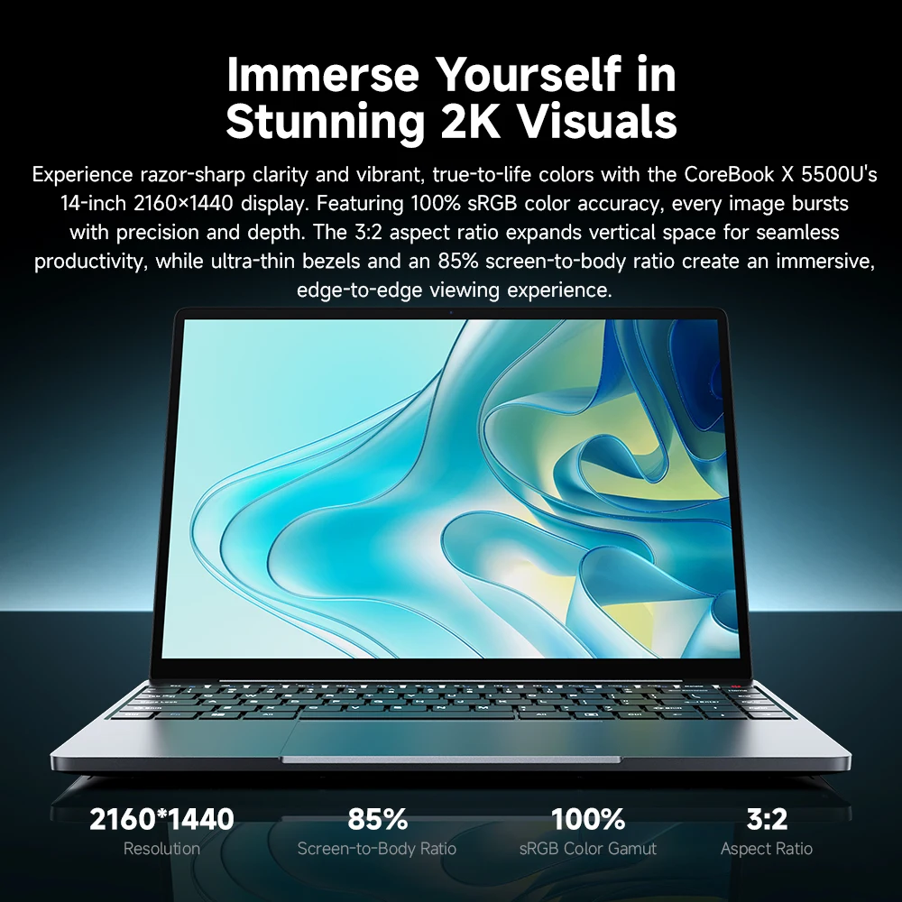 CHUWI CoreBook X Laptop AMD Ryzen 5 5500U Gaming Laptop 16GB DDR4