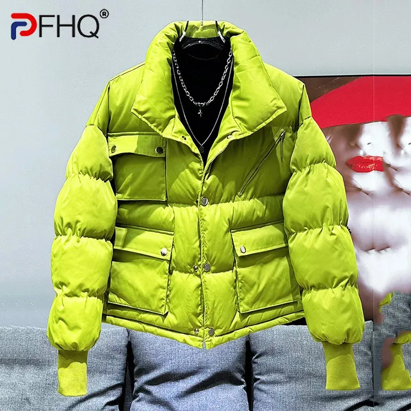 PFHQ Personalized Trendy Versatile Design Warm Thick Cotton Jacket Winter New Korean Fashion Men's Bread Coat Casual 21Z7250