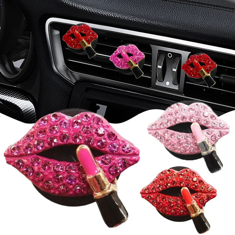 

Car Vent Diamond Red Lip Aromatherapy Clip Scented Air Freshener Clip Creative Personalized Decoration Car Interior Accessories