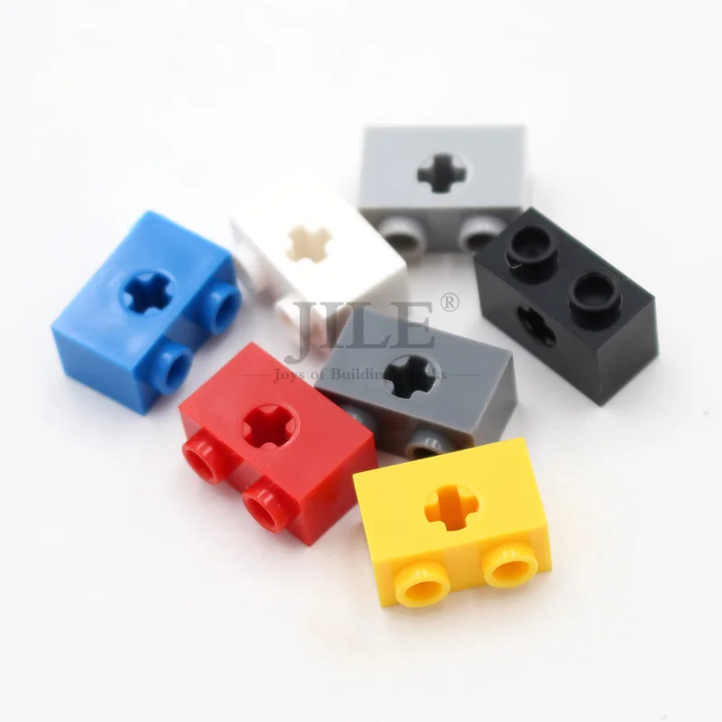 20pcs MOC Technological Bricks 1x2 with Axle Hole DIY 32064 Building Block Compatible for All Brands Construction Particles Toy