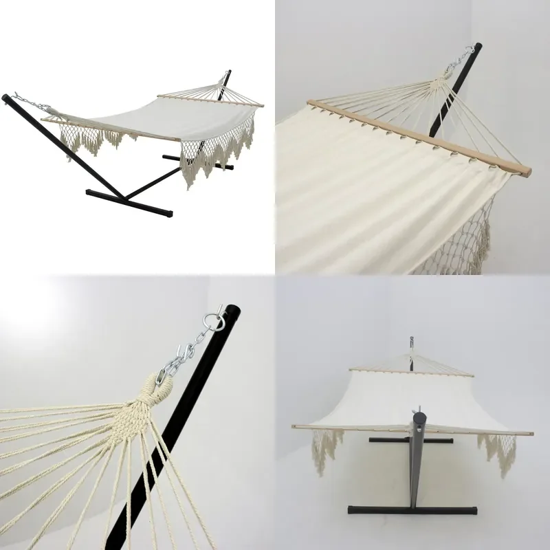 Portable Folding Ultra Light Canvas Hammock for Outdoor Indoor Garden Camping Tree Hanging
