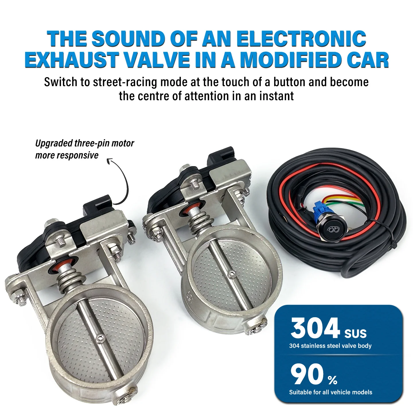 Car Exhaust Muffler Modification Kit Electric Valve with Push-Button And Wiring Harness One-Touch Supercar Sound Switch for JDM