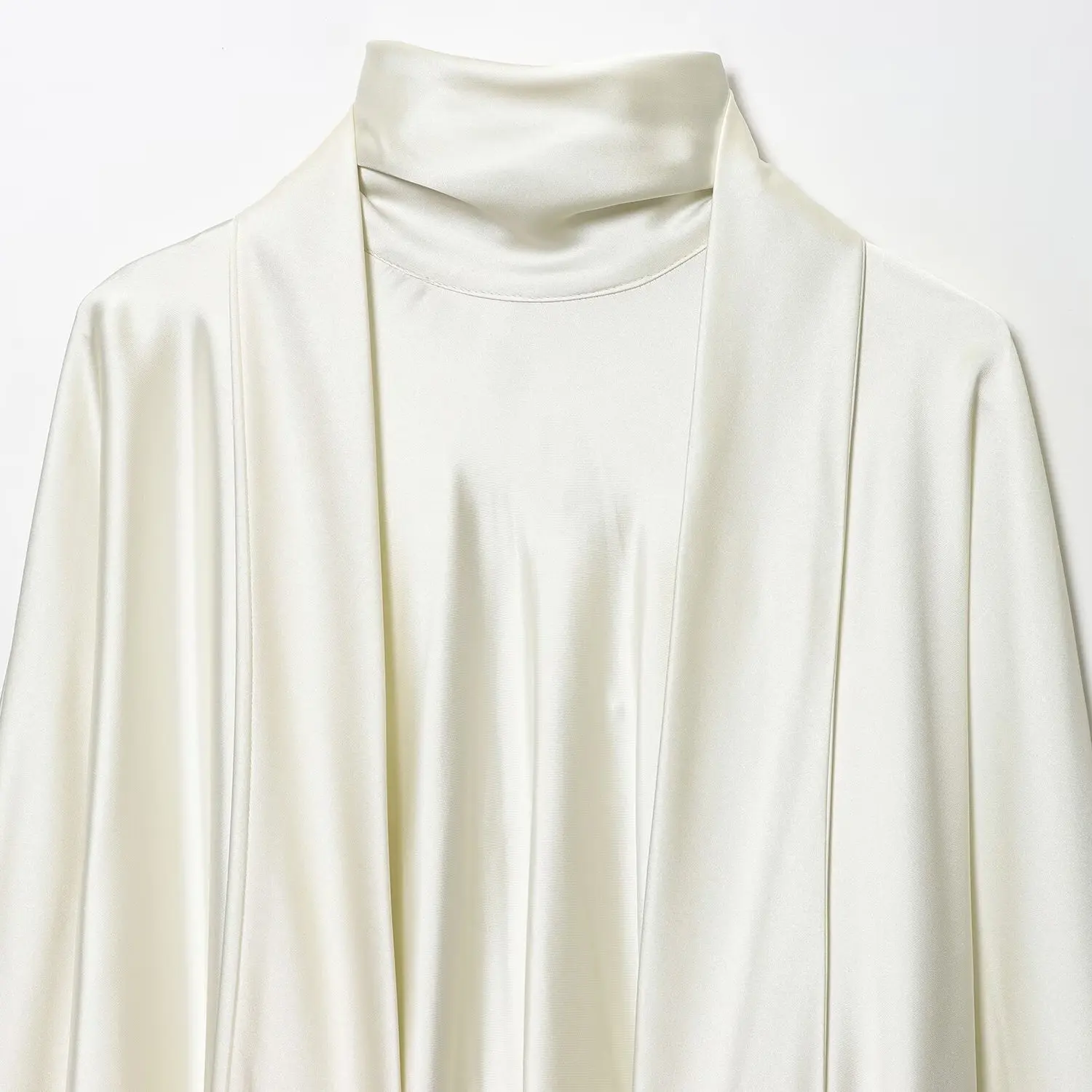 Seidensatin-Feeling-Schal verziert ort Dr Ele Quali Herbst New Sle Damen Faion Straight Tube Rock Long Sve...