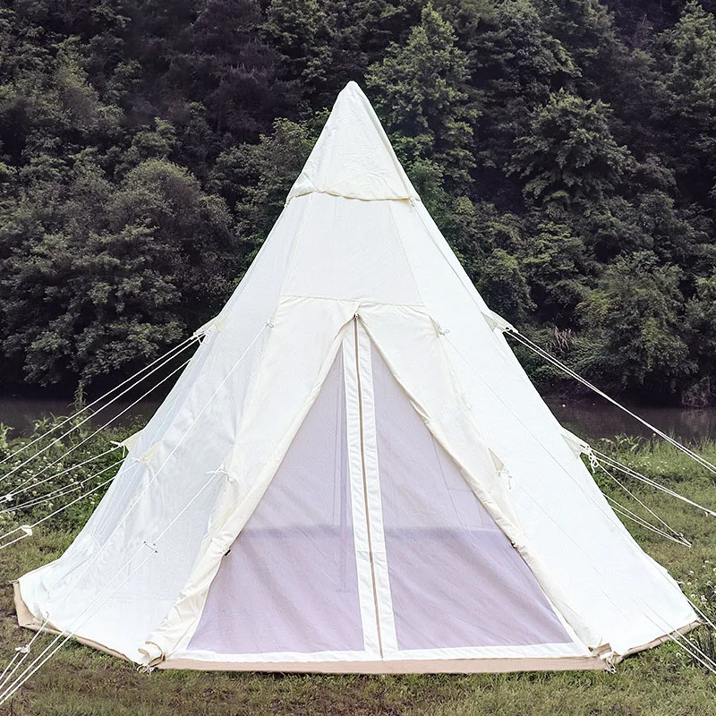 

3m 4m 5m luxury glamping pagoda cotton canvas bell tent outdoor picnic travel tipi tente waterproof indian pyramid camping tent