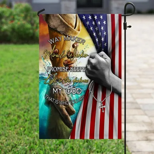 Jesus - Way Maker Miracle Worker Promise Keeper American Flag Graden Flag UUI GGX