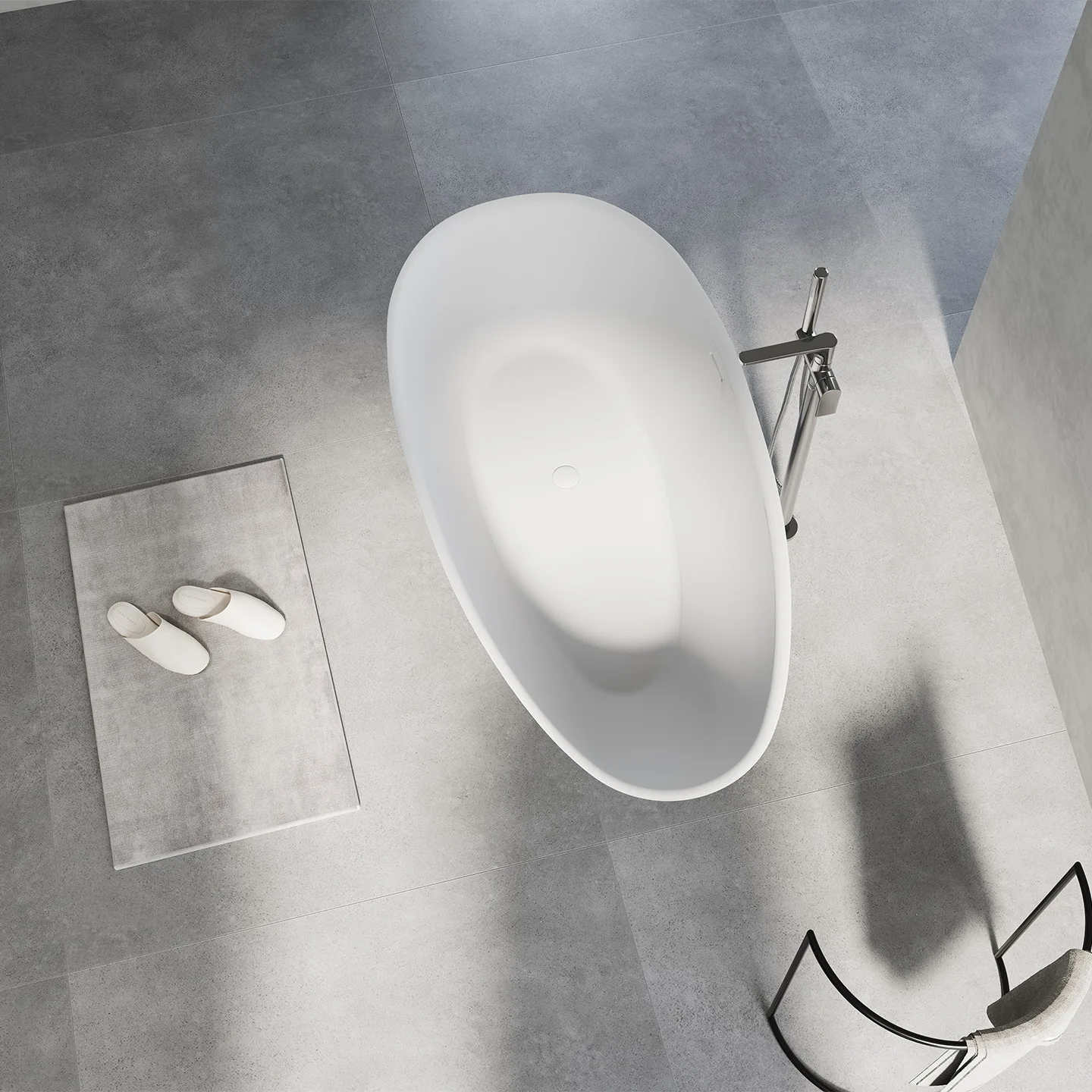 Elegant water drop-shaped artificial stone freestanding bathtub bathtub simple wind hotel homestay villa home source factory