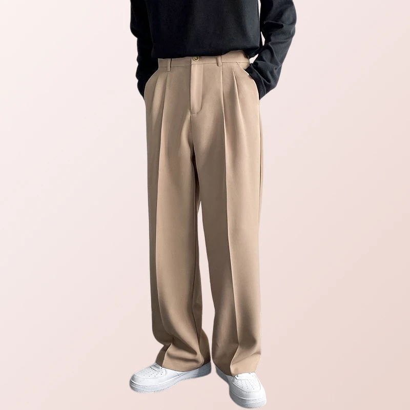 2023 Spring Men's Loose Straight Wide-Leg Suit Pants Casual Three-Dimensional Draping Trousers Streetwear Fashion