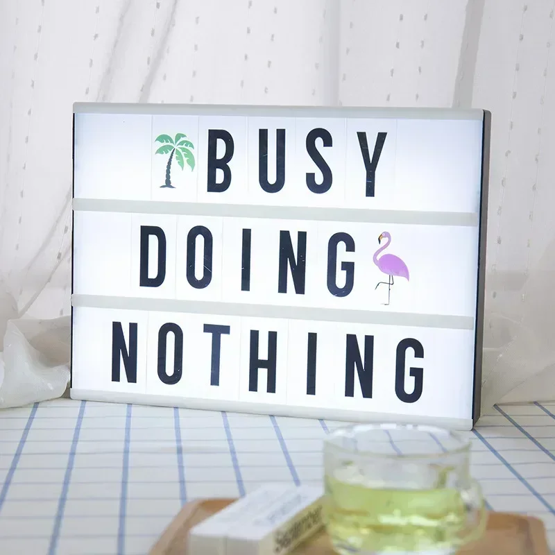 A4 LED Letter Light กล่องตัวอักษร DIY Creative Night ไฟแบตเตอรี่ Lightbox