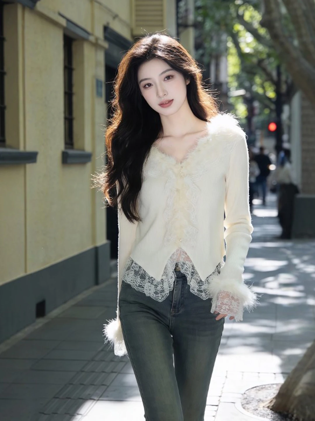 

Slimming V-Ne Knitwear Gentle Sle Faionable Spring Top Long Sve Warm Regular Fit Ladies' Premium Quali Knitted Swe...