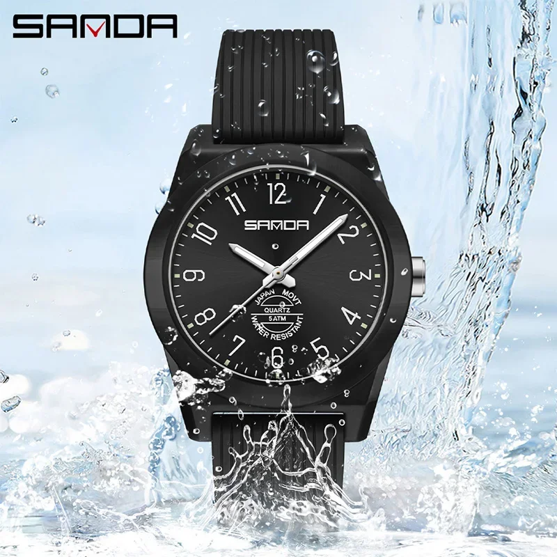 SANDA Fashion Women's Quartz Watch Student Wristwatch Arabic Numeral Dial Sports Waterproof Boy Girl Casual Clock Children Gifts