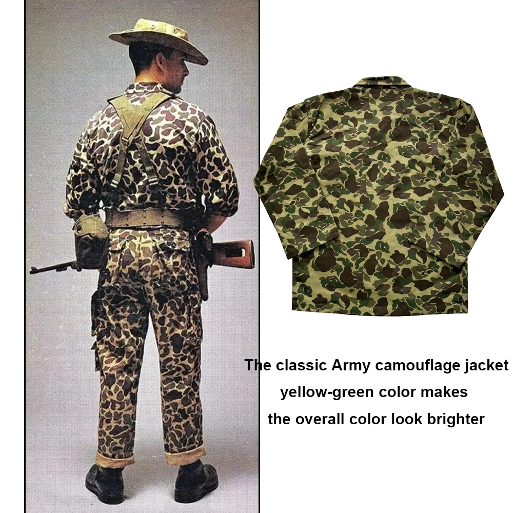 WW2 US Soldat Uniform Entenjagd Doppelseitiger Camo Mantel HBT Soldat Vintage Soldat Uniform Vintage Tarnjacke – Detail 9