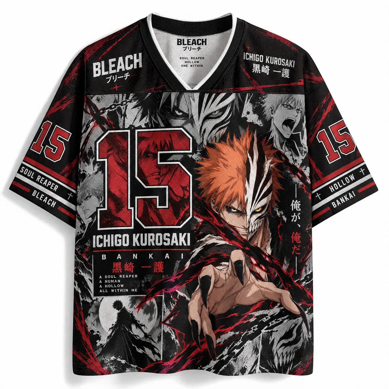 Trendy Anime Theme Graphic Print V Neck Shirt Unisex Football Jersey Fashion Graphic Tee For Weekend Casual Hip Hop Outfit