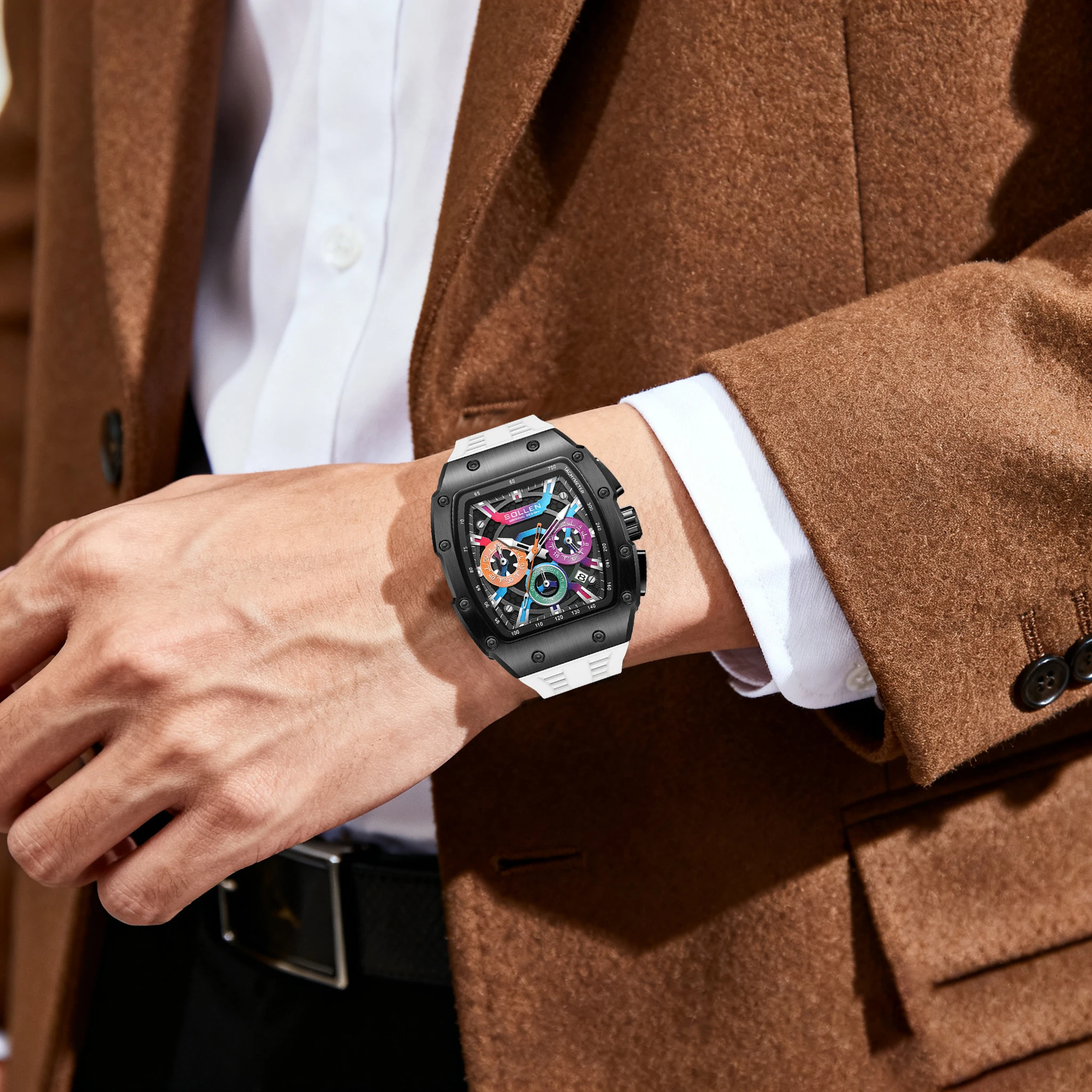 SOLLEN Men's Quartz Watch, Luminous Hands Chronograph. An Excellent Gift for Friends, Family, and as a Christmas Present.