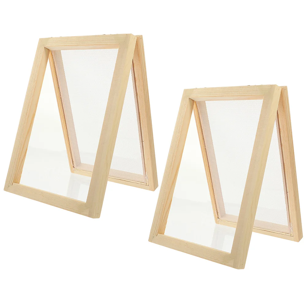 

2 Pcs Wood Picture Frame Material Package Crafting Wooden Present Kids Paper Making Screen Fun Educational