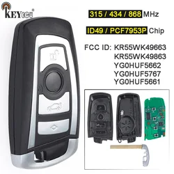 KEYECU 315/434/868MHz PCF7953 Chip CAS4+/FEM 4 Button Keyless-Go Smart Remote Key Fob for BMW 1 2 3 4 5 6 3 4 5 6 7 Series X3 M2