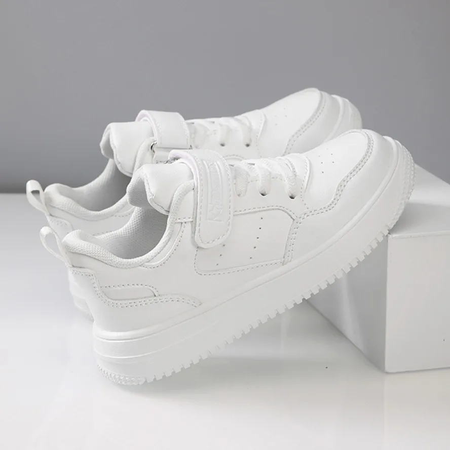 

Children Sneaker Boys Casual Shoes Black Leather Flat Student Walking Shoes Non-slip Girl Lightweight Sports Tennis Footwear