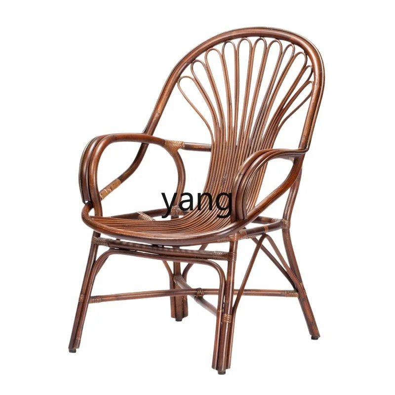 xyy pełne krzesło rattanowe domowy balkon tkane krzesło rattanowe krzesło z oparciem staromodny casual