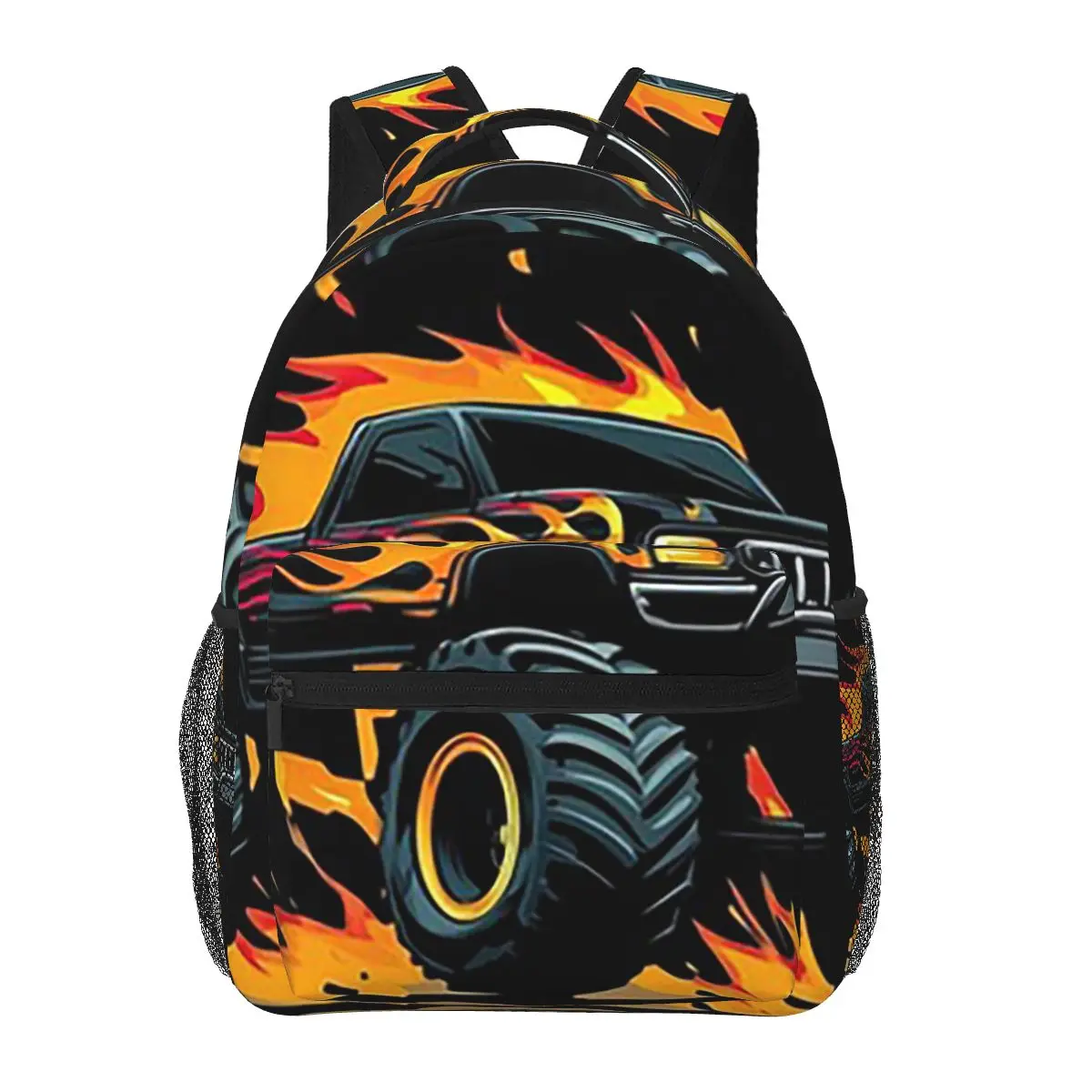 

Cool Flame Off Road Vehicle Print Student Backpack School Bag Hiking Travel Daypack for Boys Girls Fashion Bookbag Shoulder Bags