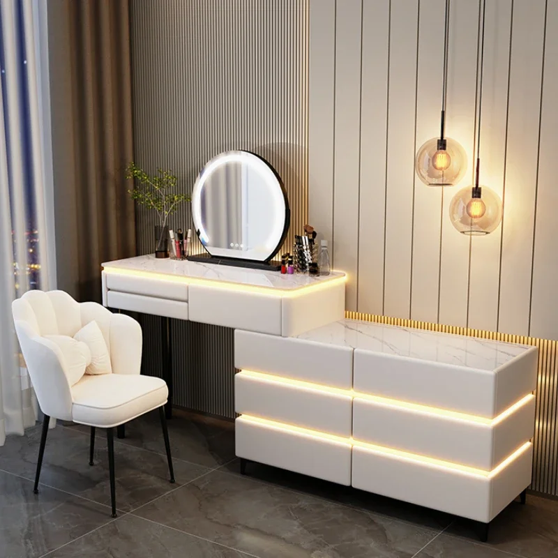 

Luxury White Wooden Dresser Storage Drawer Women Makeup Vanity Dressers Sets Mirrors Tocador Maquillaje Furniture Home