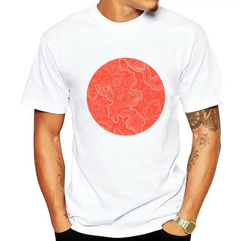 Men t-shirt Topographic Map   Living Coral tshirt Women t shirt