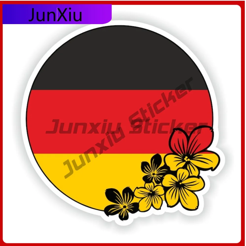 

Germany Round Flag Flower With National Emblem Vinyl Car Sticker Funny Decorations Suv Covers Outdoor Sun Protection Rv Motorhom