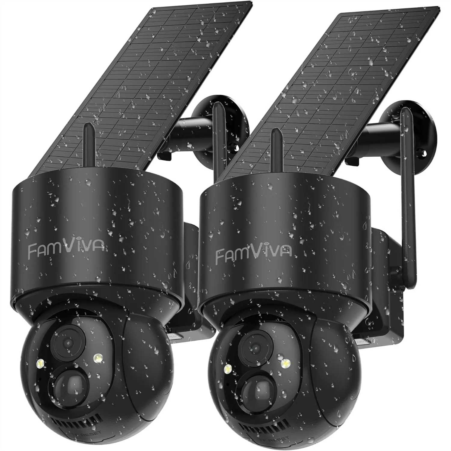

2K Solar Security Cameras Wireless Outdoor, 360° PTZ Battery Powered, 2.4G WiFi Color Night Vision, IP66 Waterproof Motion