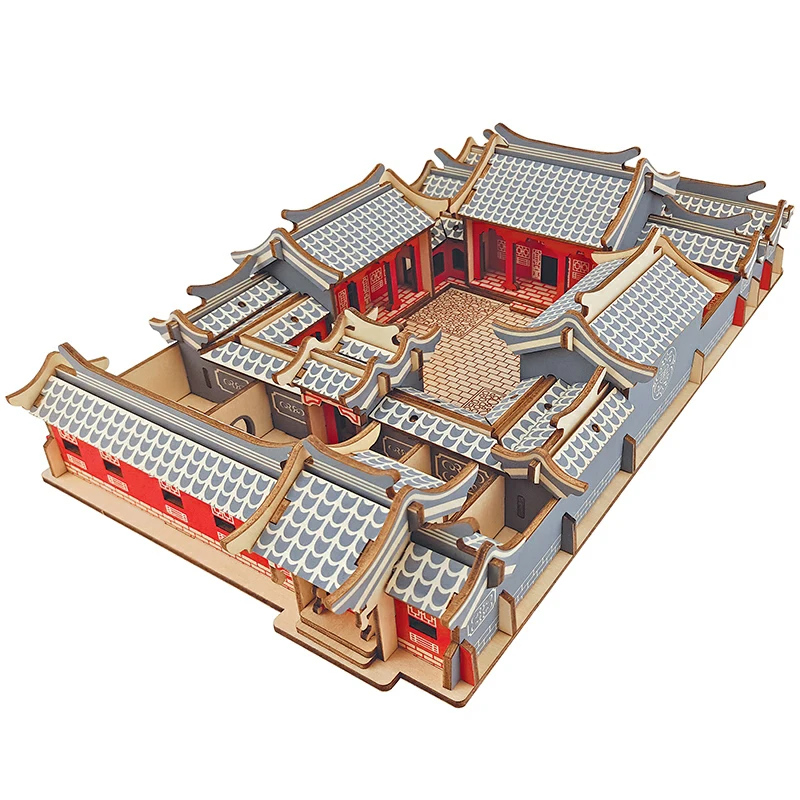 

Siheyuan 3D Wooden Puzzle Chinese Beijing Courtyard House Building Model DIY Wood Jigsaw Educational Toys For Children Kids Gift