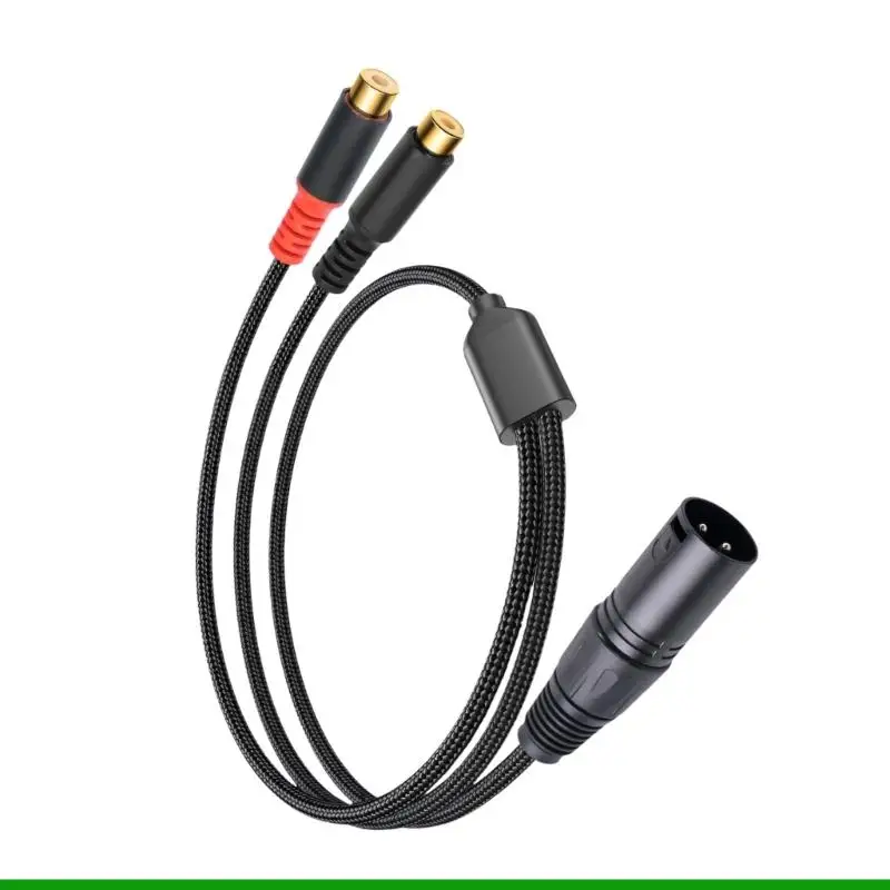U55C Premium 3Pin XLR to 2RCA Y Splitter Cable 30cm Length Sound Adapter Cable Suitable for Various Amplifiers and Speakers