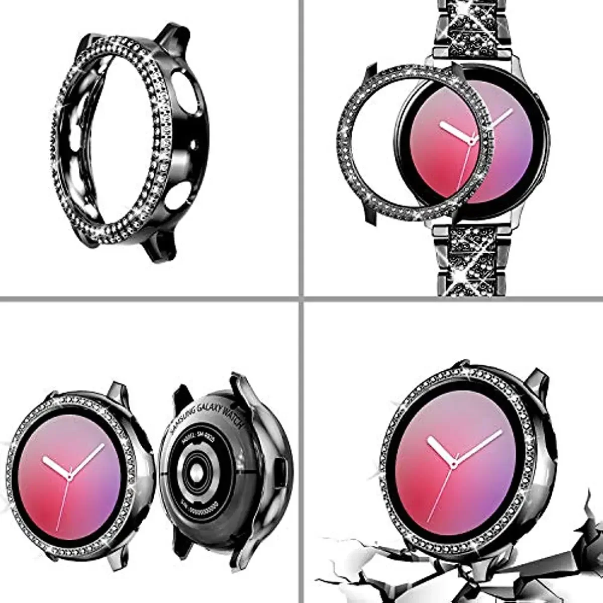 Diamond Strap+Case Protector For Samsung Galaxy Watch 6/5 40mm 44mm Metal Bracelet For Galaxy Watch 4 44mm 40mm Wrist Band Shell